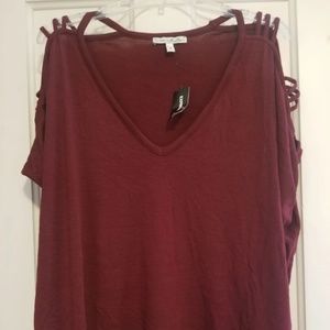 NWT maroon cold shoulder Express top.